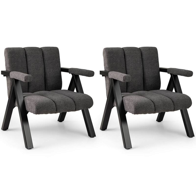 Costway 1/2 PCS Oversized Accent Chair with Metal Frame & Armrests - See Details - Gray-2 PCS