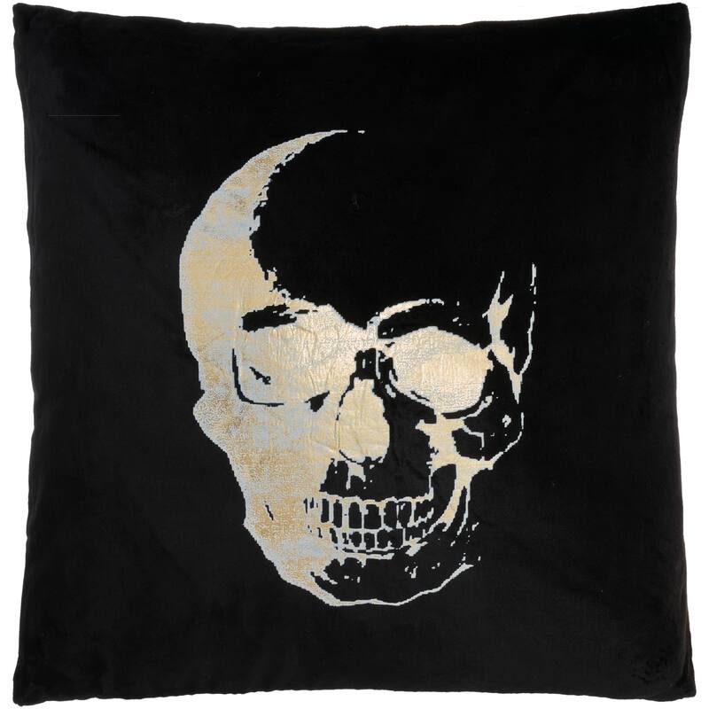 Mina Victory Metallic Skull Throw Pillow
