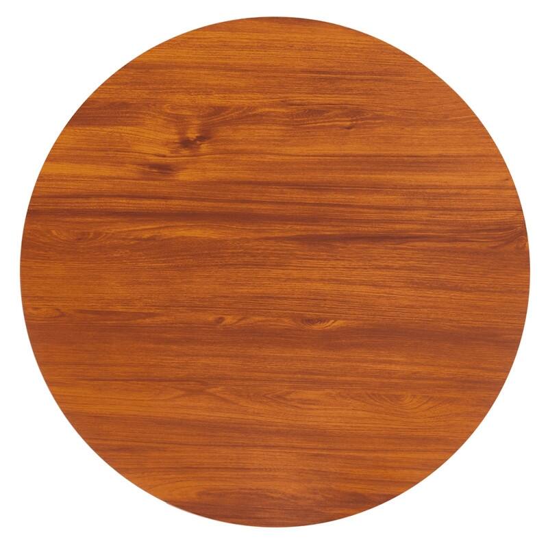 Vail Round Dining Table with 27 in. MDF Tabletop in Black Stainless Steel Cross Legs with Gold Accent Base Kitchen Table