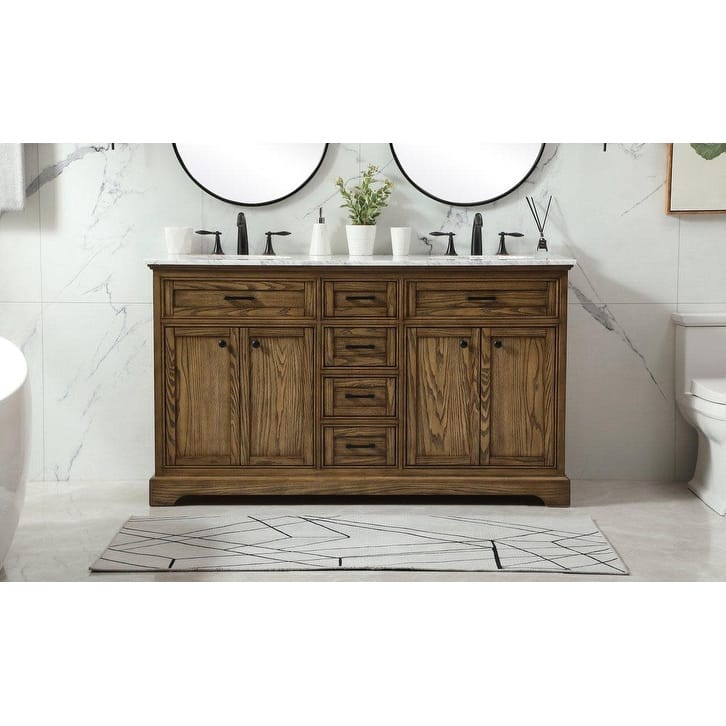 Elegant Lighting VF15060DWH Americana 60" Free Standing Double Basin