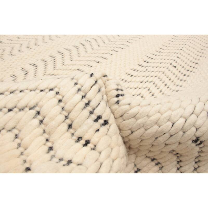 ECARPETGALLERY Braid weave Sienna Cream Wool Rug - 5'1 x 7'6