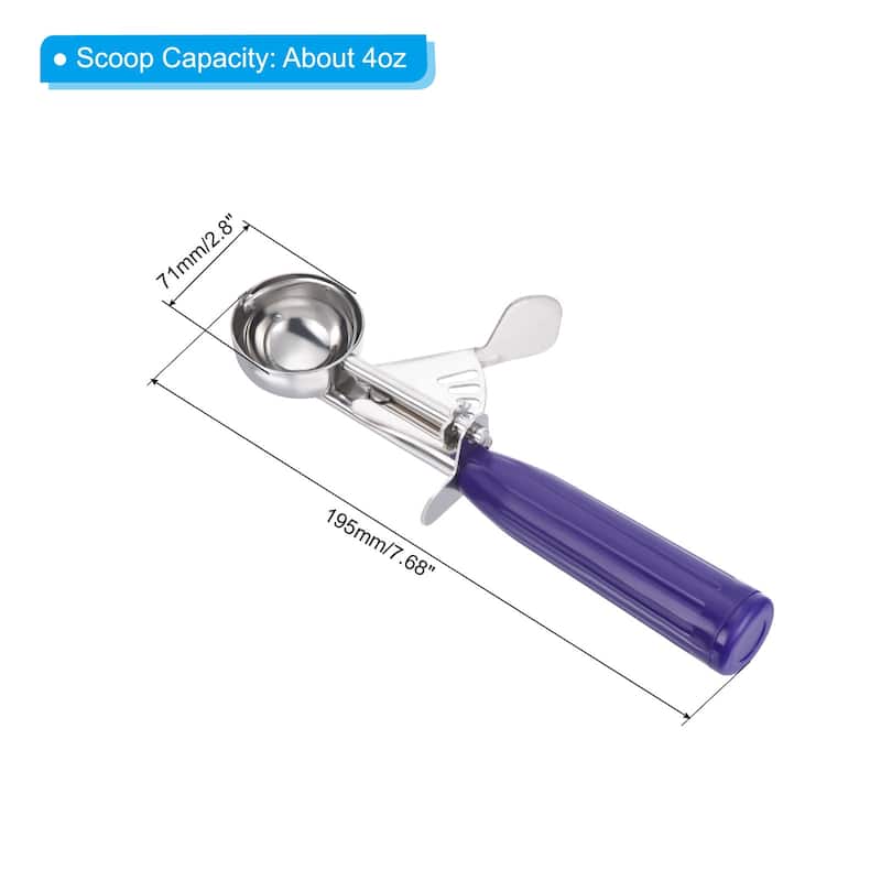 3/4 Ounce Ice Cream Scoop with Trigger, Portion Cookie Scoop, Purple - Purple