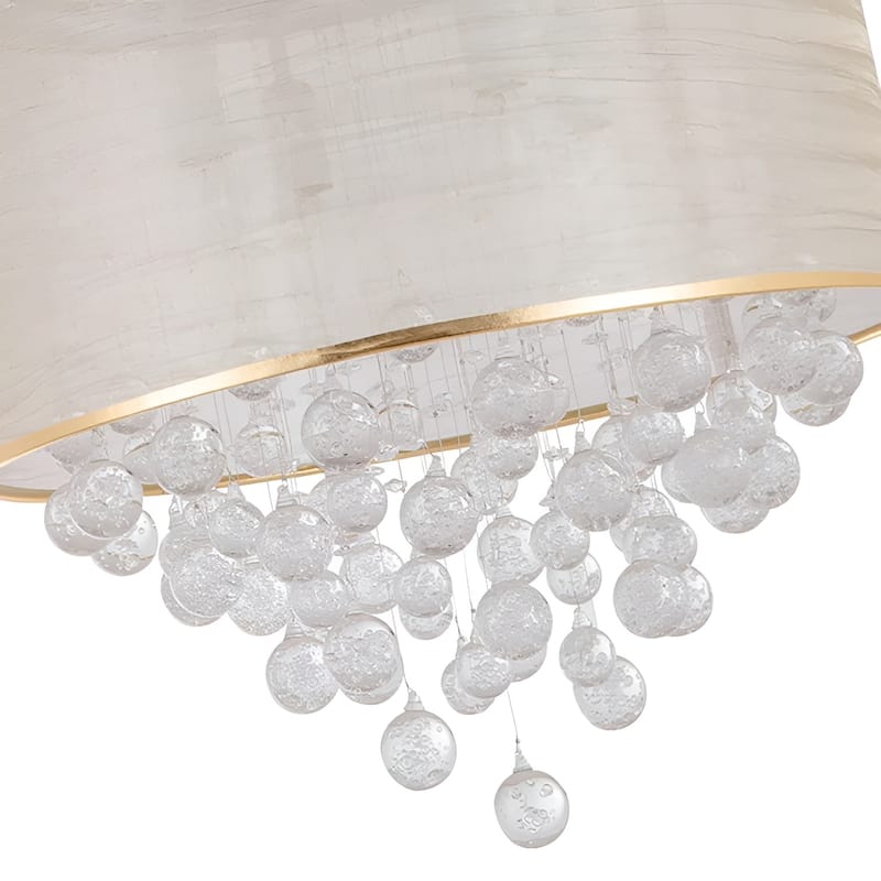 4-Light Drum Chandelier with Crystal Bubbles Gold Finish