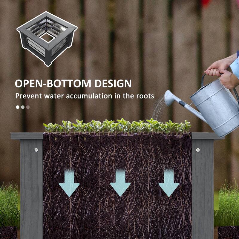 Raised Garden Bed with Trellis for Outdoor Gardening Wooden and Steel Planter Box for Climbing Plants Vegetables