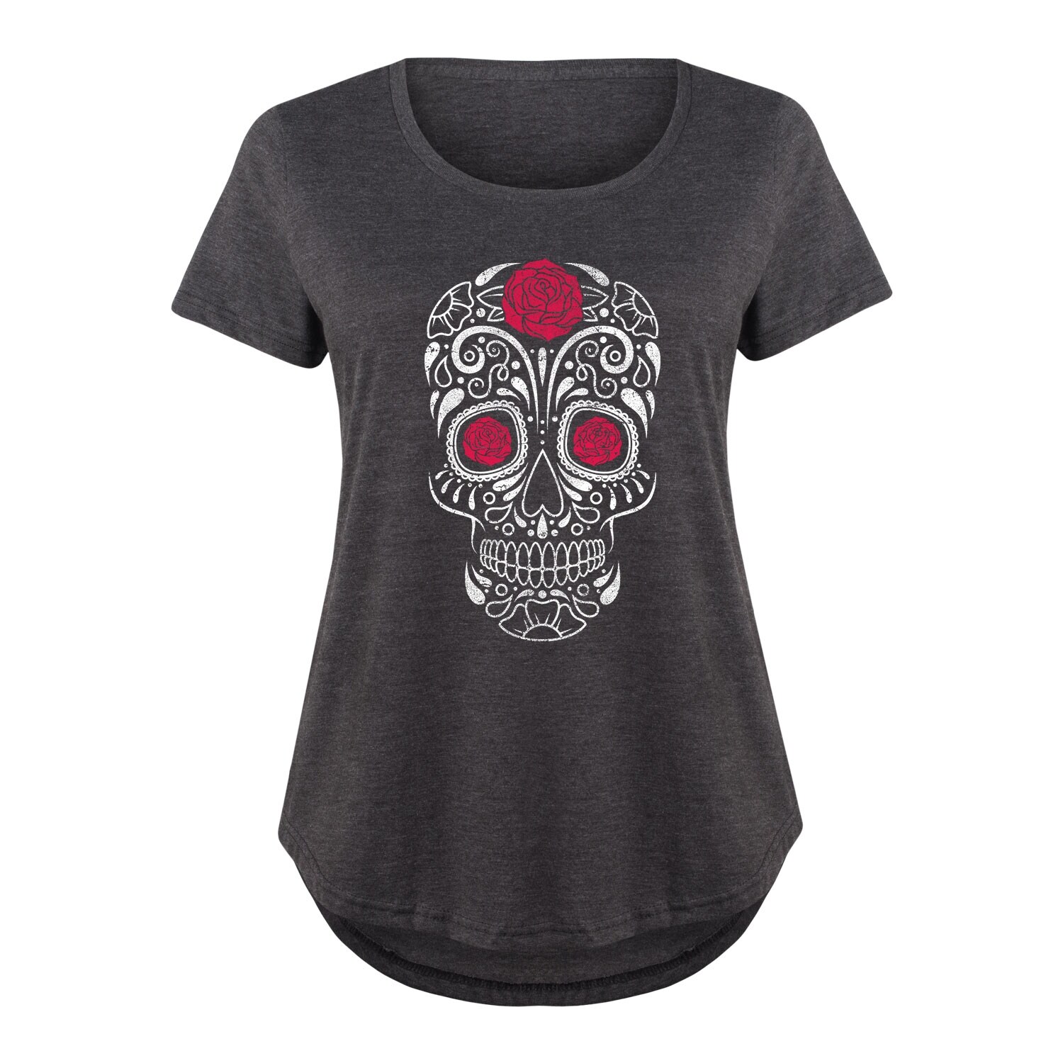Shop Rose Sugar Skull Women S Plus Size Scoop Neck Tee