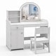 preview thumbnail 1 of 20, Costway Kid Vanity Table Chair Set 2-Color LED Lights Large Drawer - See Details