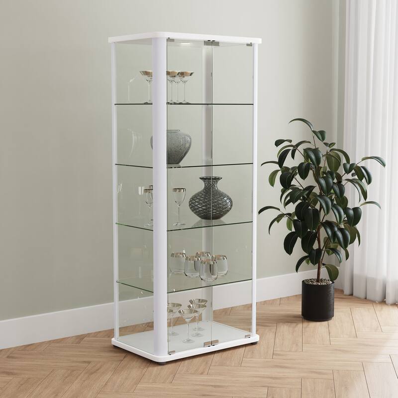 Aero 5-shelf Display Curio Cabinet with LED Lighting