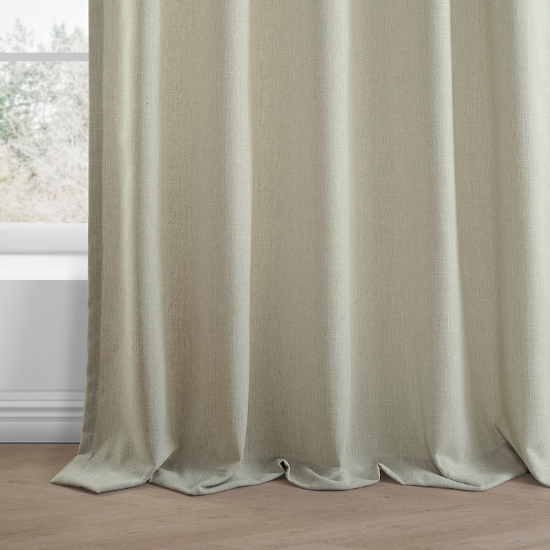 Exclusive Fabrics Basic Faux Linen Curtain Pair - 2 Panels - Light Filtering Window Curtains