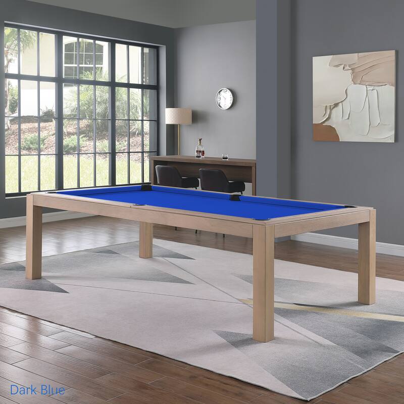 Olivia Driftwood Ash 7ft Billiard Slate Pool Table with Dining TOP - Blue/Grey