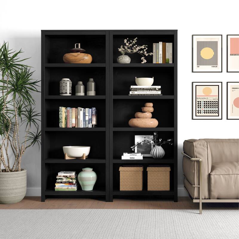 Prepac Moda 80" H 5-Tier Bookcase, Modern Storage Accent Bookshelf with 3 Adjustable Shelves for Home Office, Living Room