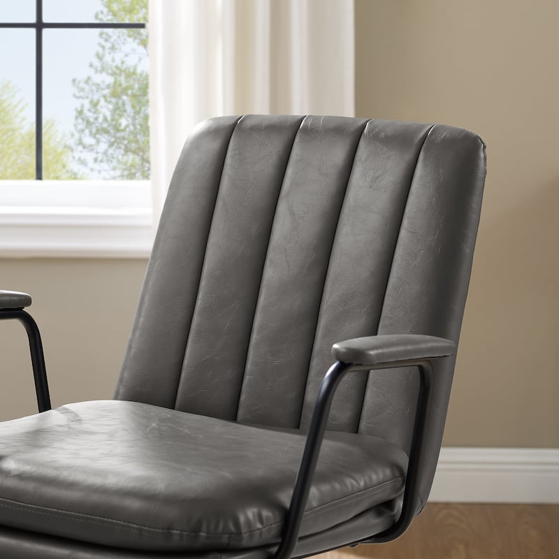Art Leon Faux Leather Swivel Accent Arm Chair