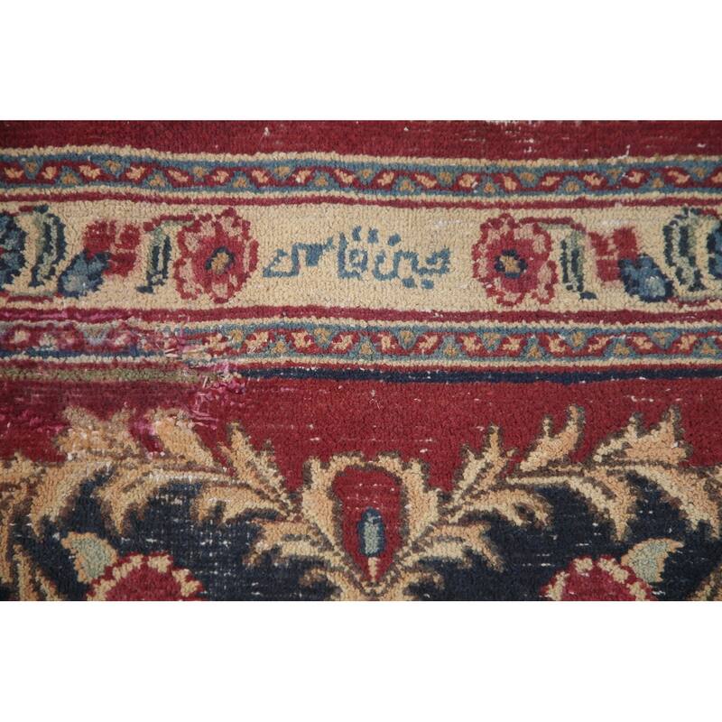 Hand Knotted Oriental 100% Wool Carpet Traditional Floral Pink Kerman Area Rug - 9' 8'' X 6' 8''