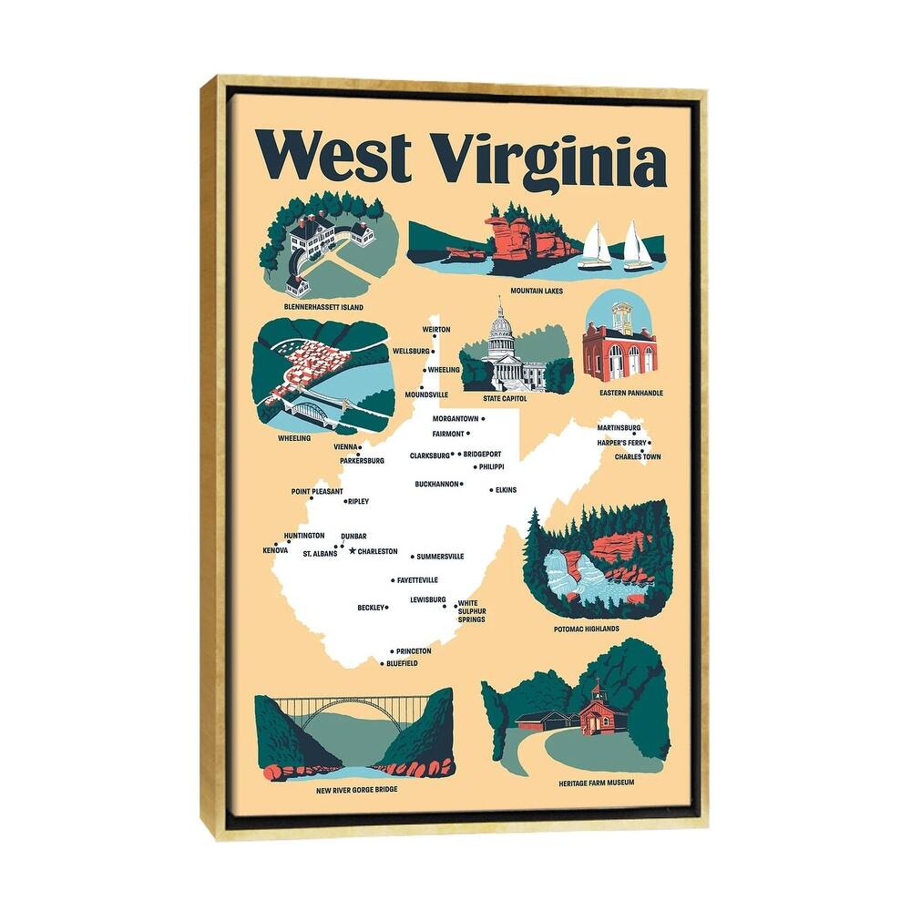 iCanvas "West Virginia" by Vestiges Framed