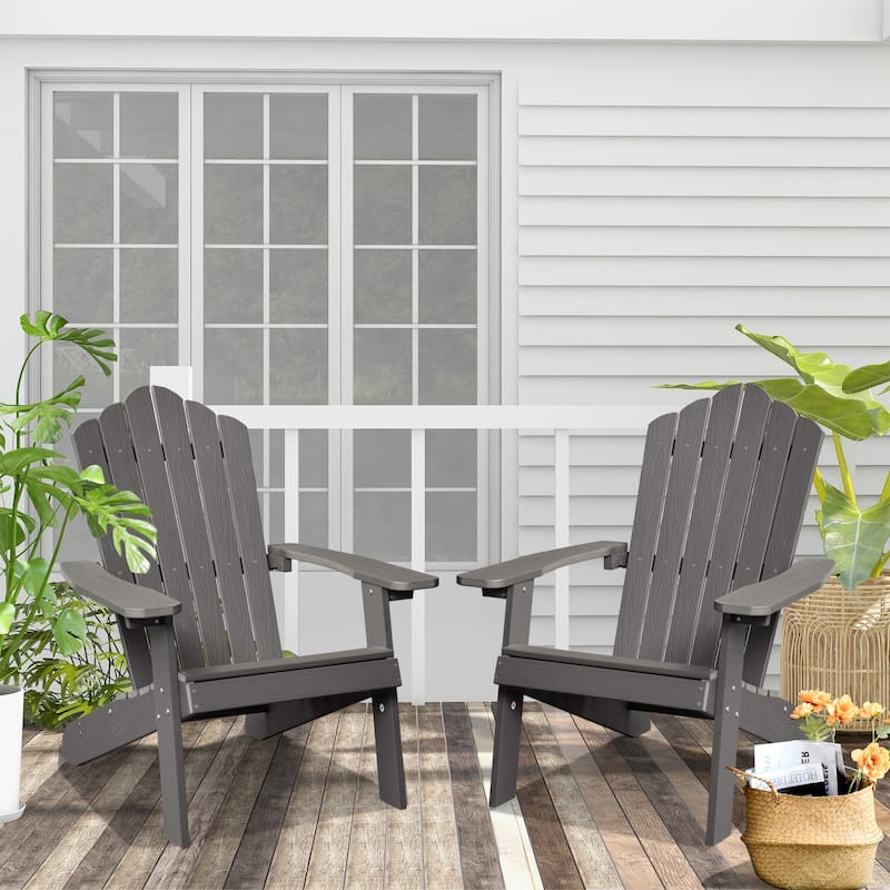 OVIOS Plastic Wood Adirondack Outdoor Patio Chair Set of 2