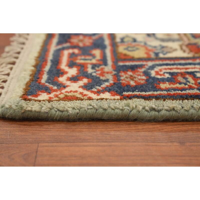 Hand Knotted Oriental 100% Wool Carpet Traditional Geometric Beige & Ivories Heriz (serapi) Runner Rug - 8' 1'' X 2' 7''