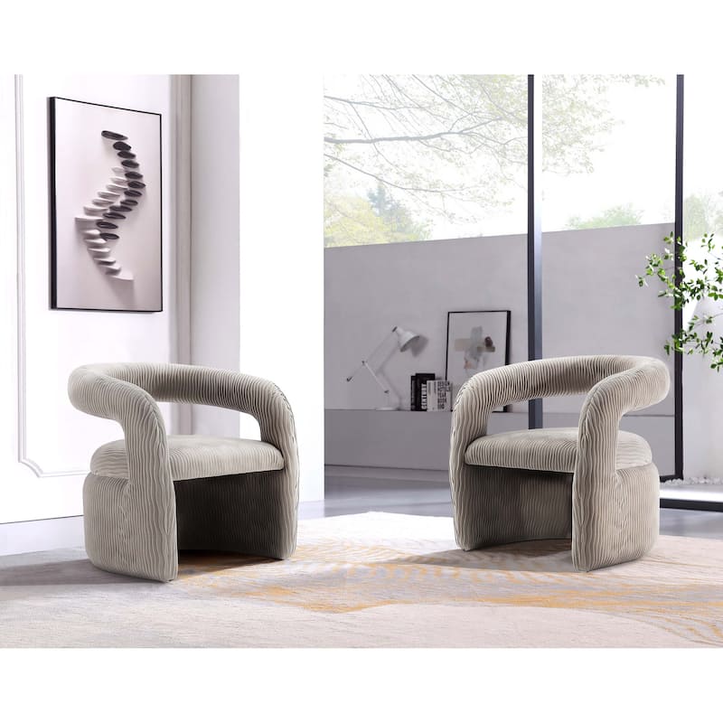 Manhattan Comfort Modern Corvette Velvet Dining Chair - Grey - Set of 2