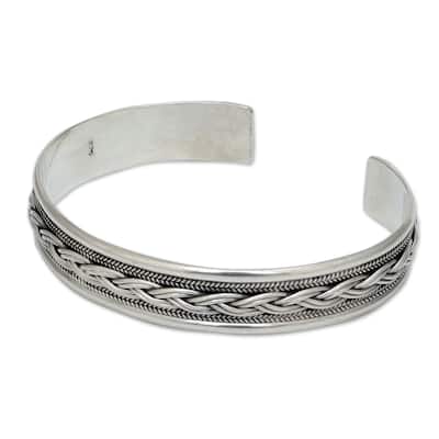 Novica Handmade Meandering River Sterling Silver Cuff Bracelet