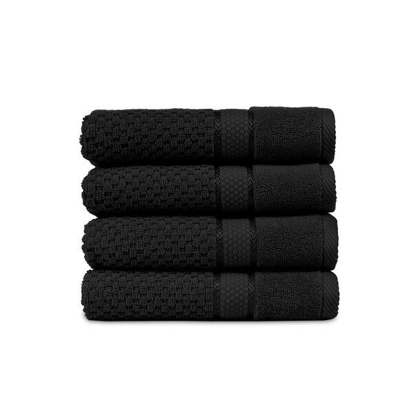 Hand Towel Popcorn Textured- Quick Drying 18 X 28 Inch by Ample Decor - 4 Pcs - Black