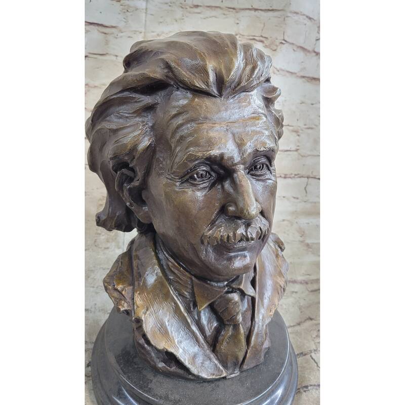 Albert Einstein Bronze Metal Bust Sculpture Statue Original Art 13 Inches X 9 Inches