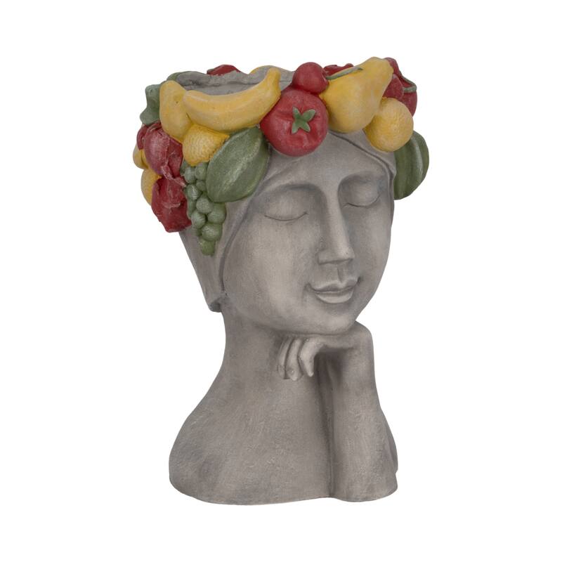 Unique Bust Style Resin Planter or Flower Pot with Crown Detail