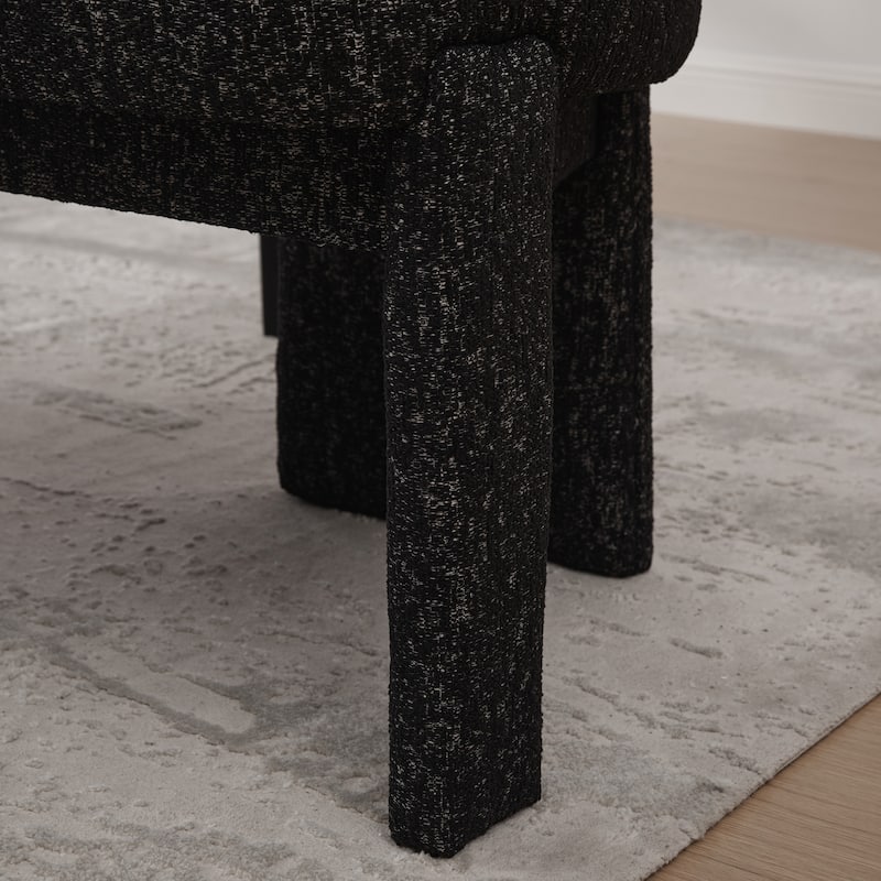 Upholstered Chenille Dining Chair with Rubberwood Legs and Armless Curved Back,Set of 2