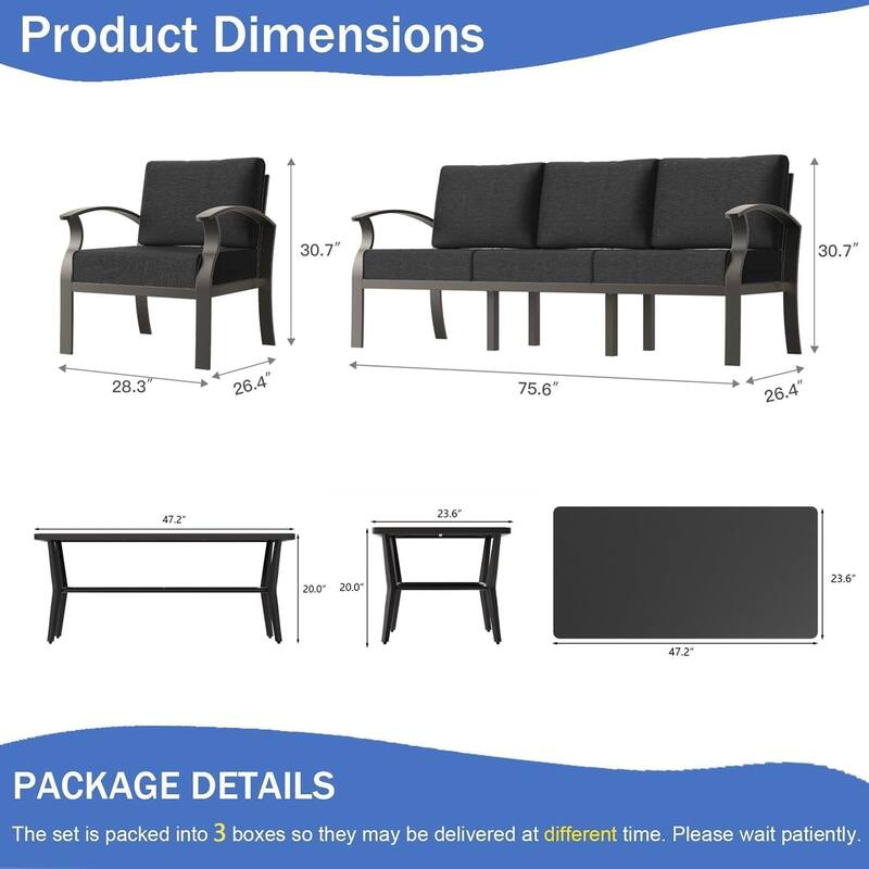 Kullavik Aluminum Outdoor Patio Sectional Sofa Set with Swivel Rocking Chairs and Coffee Table