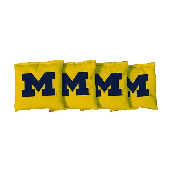 slide 2 of 3, Michigan Wolverines Yellow Cornhole Bags All-Weather Resin Filled
