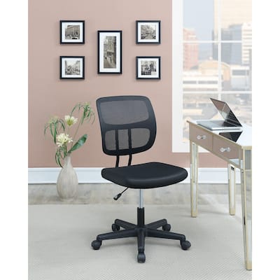 Poundex Adjustable Height Office Chair in Black Mesh Material - N/A