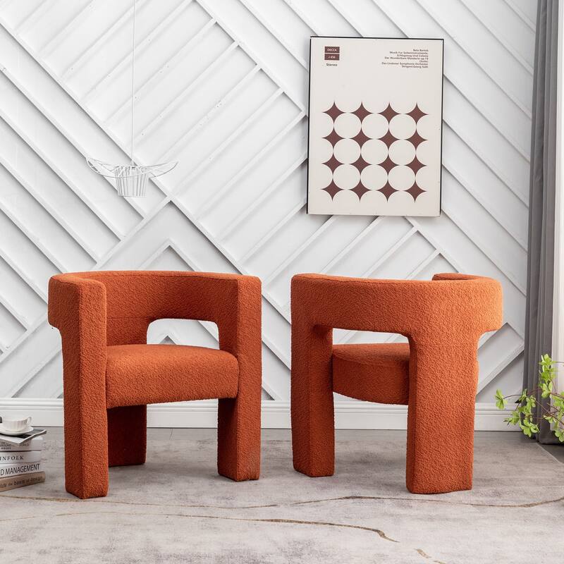 KINWELL 28" Wide Boucle Upholstered Square Armchair (Set of 2)