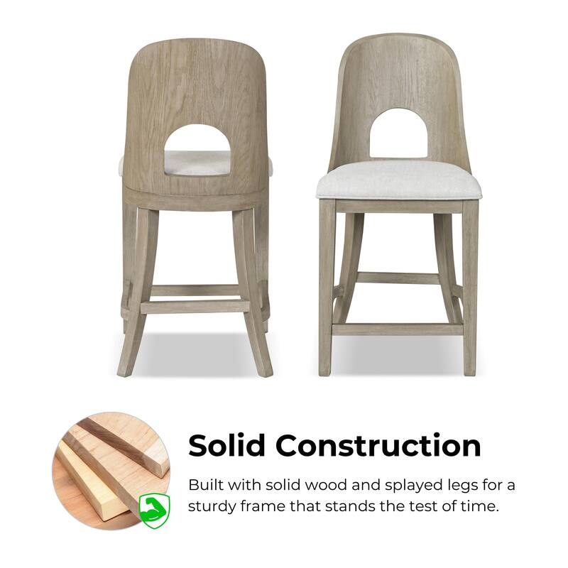 Furniture of America Piez Modern Solid Wood Curved Back Counter Height Chairs (Set of 2)