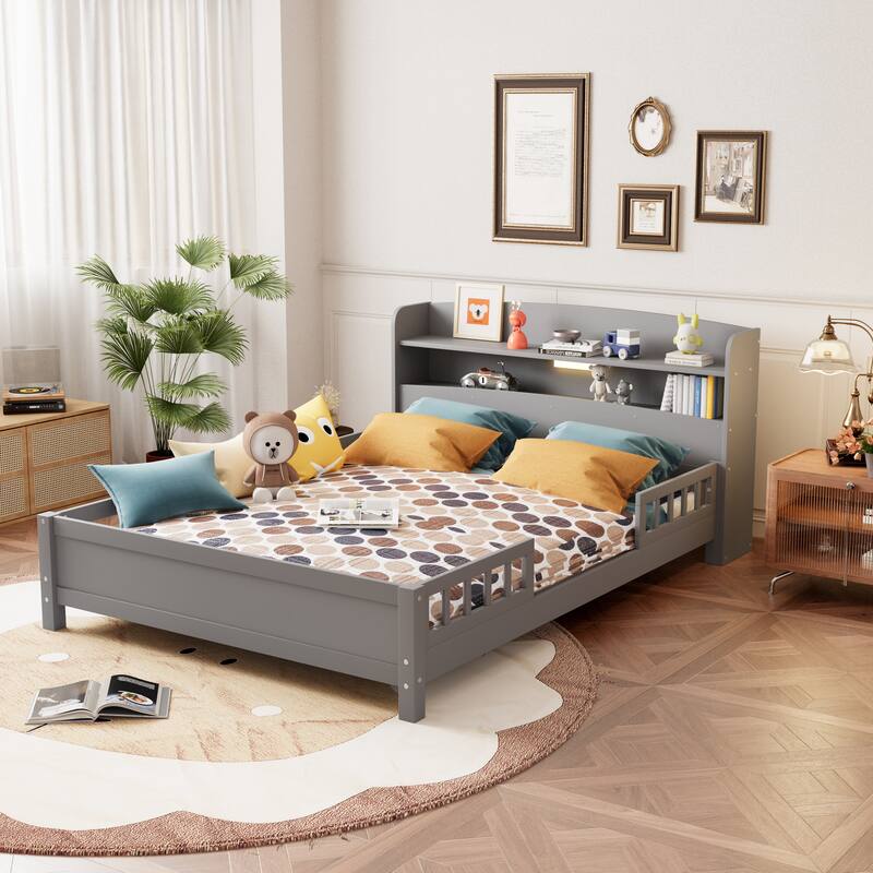 Platform Bed with Built-in LED Light