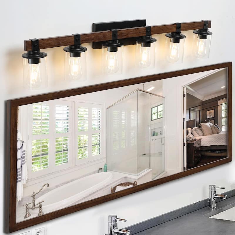 Rustic Farmhouse Bathroom Vanity Light Fixture with 3/4/5/6 Lights