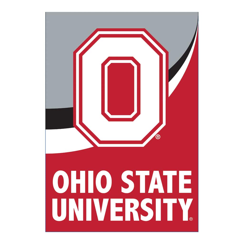 Ohio State University Burlap Flag House Size