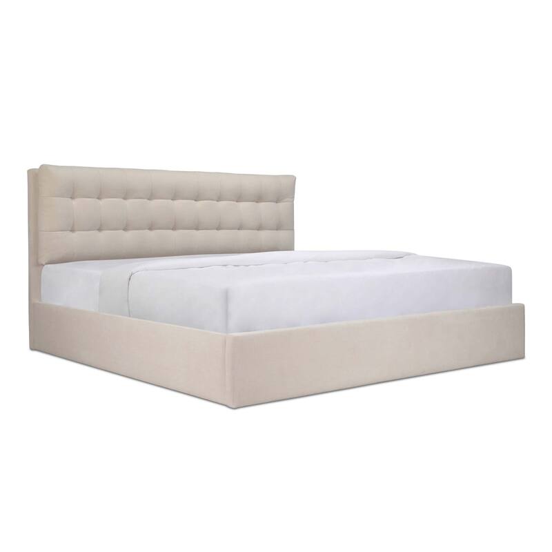 NADAAL STUDIOS Aloura Green Upholstered King Bed with Tufted Headboard and Hydraulic Lift Storage