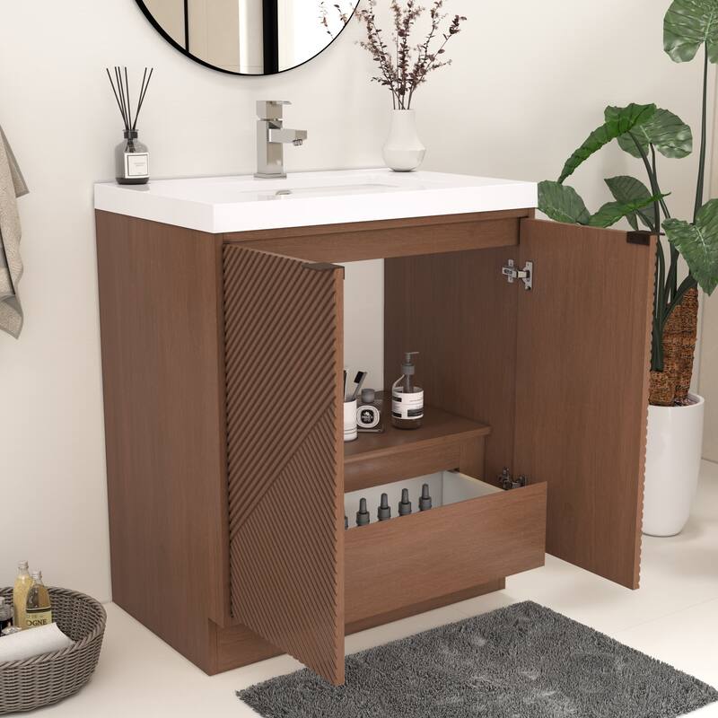 Milano 30" Freestanding Bathroom Vanity with White Acrylic Sink