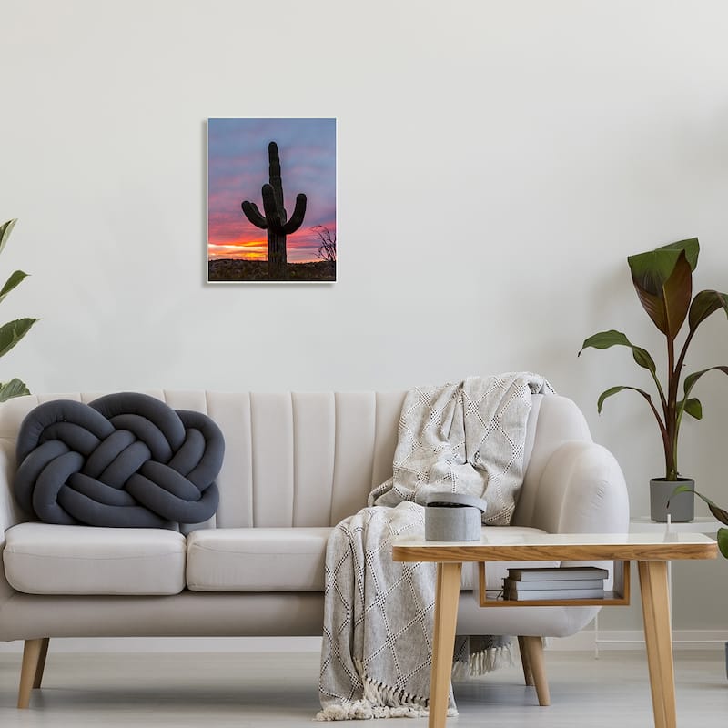 Stupell Industries Desert Cactus Plant Silhouette Radiant Sunset Sky ...
