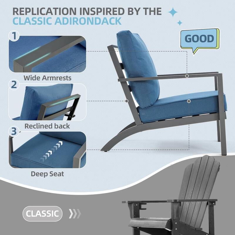 AECOJOY Aluminum Patio Furniture Set Outdoor Conversation Table and Chair
