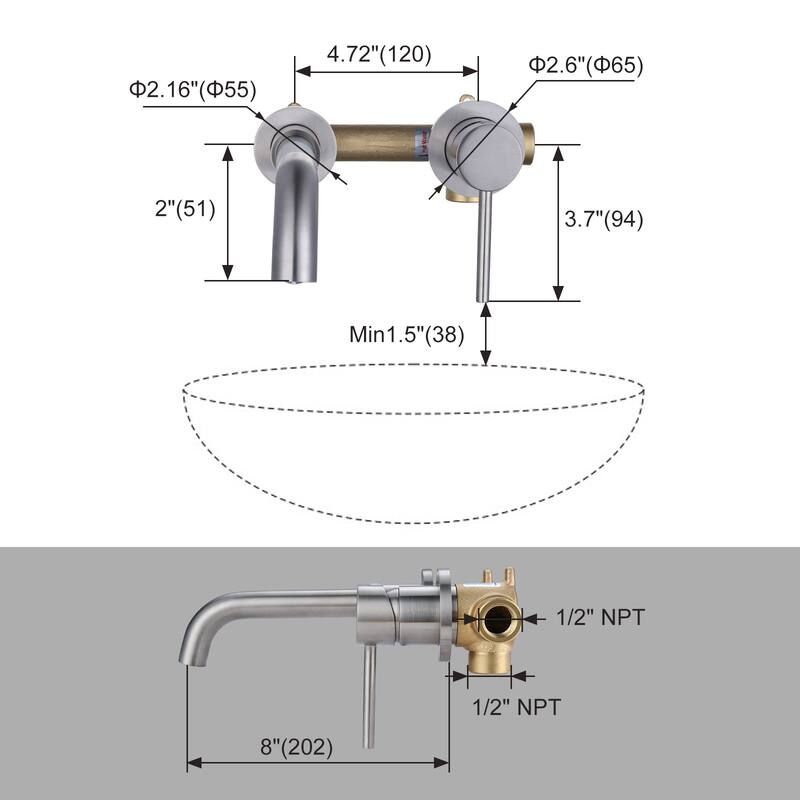 WOWOW Wall Mount Single Handle Bathroom Faucet