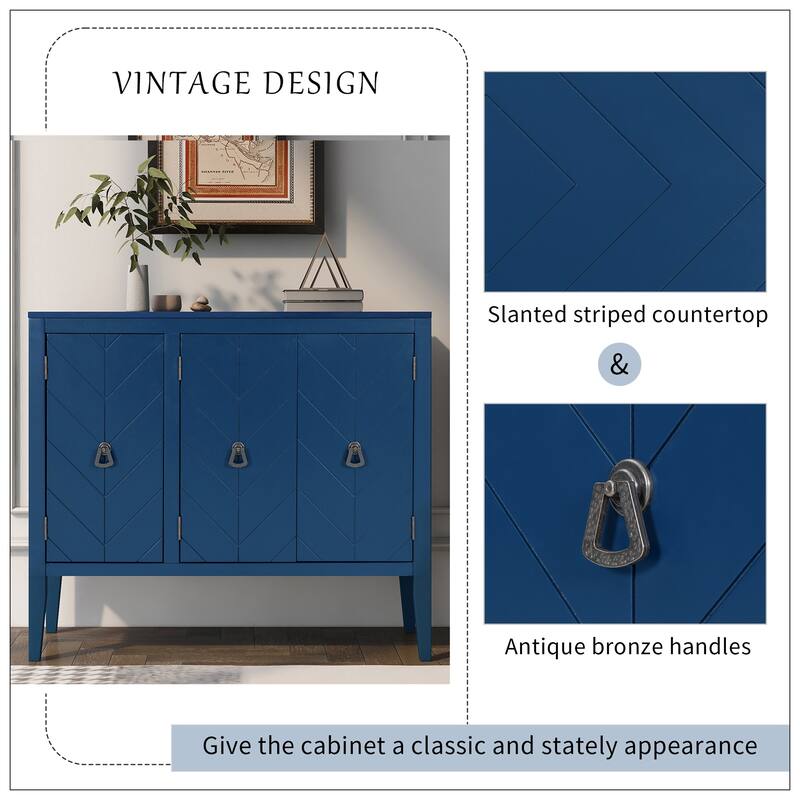 Adjustable Shelf Storage Sideboard with 3 Retro Metal Handles