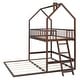 preview thumbnail 5 of 7, Espresso Twin Over Twin-Twin House Bunk Bed with Guardrail, Ladder