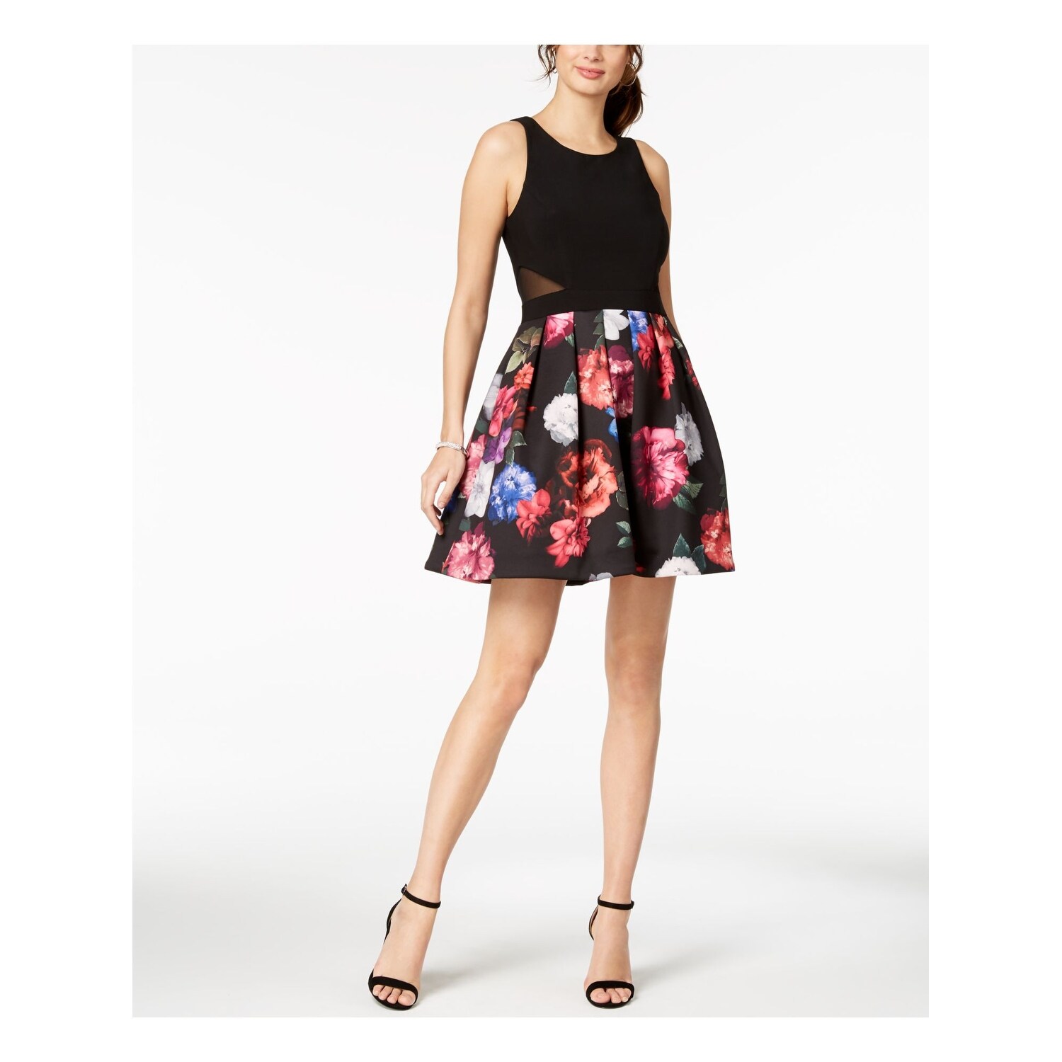 xscape black floral dress