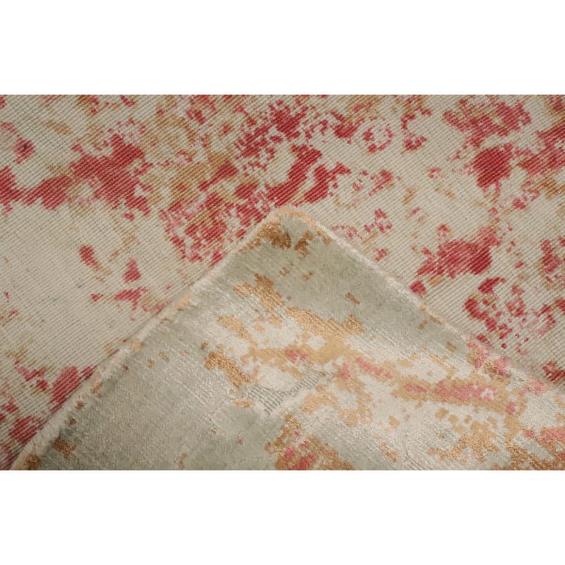 Hand Knotted Oriental Viscose Silk Carpet Modern Abstract Coral Abstract Area Rug - 6' 3'' X 4' 1''