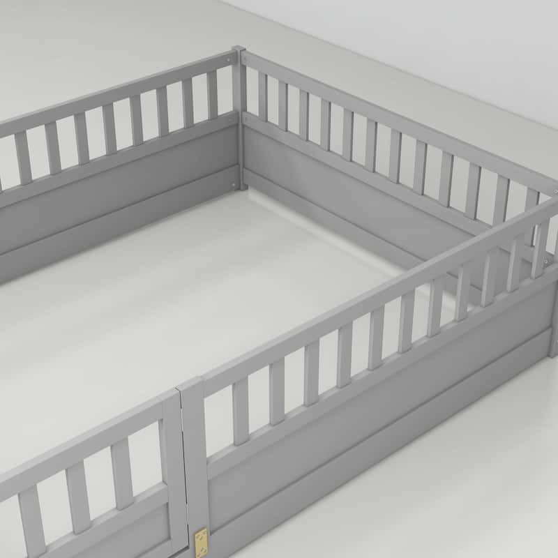 Full Size Floor bed with super high security barrier For children