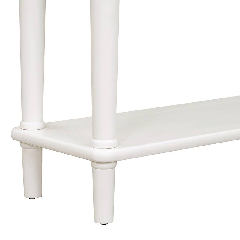 Versatile Hallway Table Side Table with 4 Storage Drawers, Accent Table White Sofa Table with Bottom Open Shelf