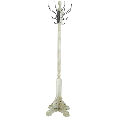 Wood Scroll Vintage Style 12 Hook Coat Rack with Black Metal Hooks - Gray - Roche River Decor