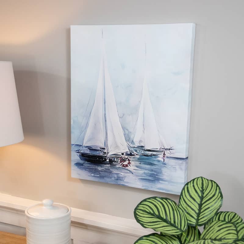 Sailboats Watercolor Canvas Wall Art - 19.5" x 15.75" - 19.5" x 15.75"