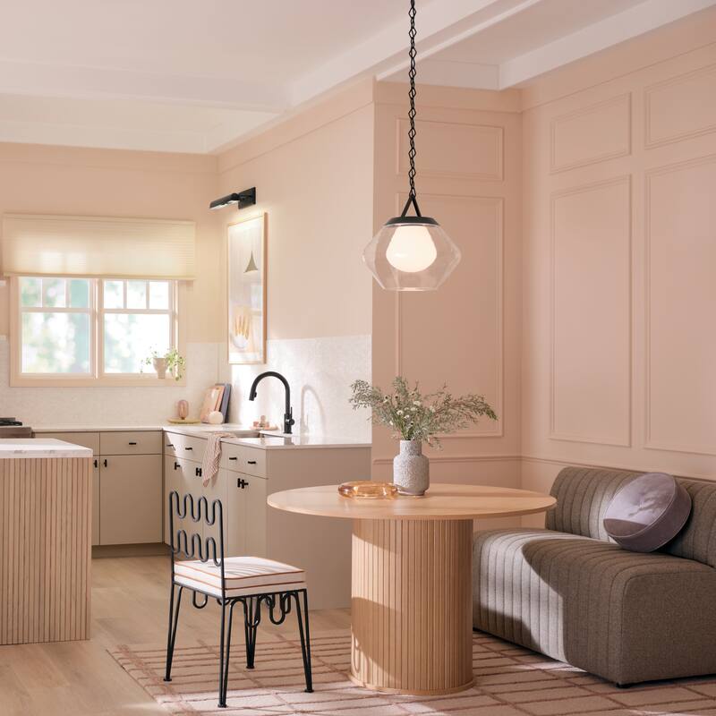 Kichler Lighting Nella 12 Inch 1 Light Pendant with Clear Outer Glass with Opal Interior Glass in Black