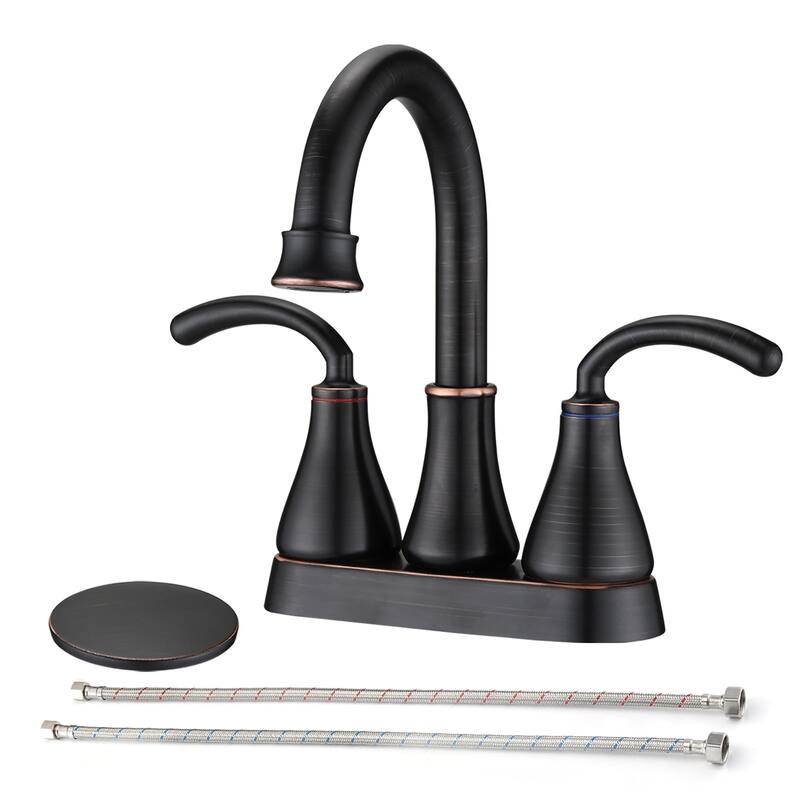 Double Handle Bathroom Faucet with Pop-up Drain
