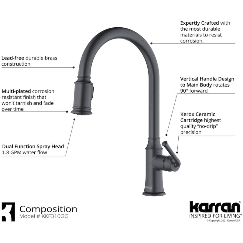Karran USA KKF310 Auburn 1.8 GPM Single Hole Kitchen Faucet