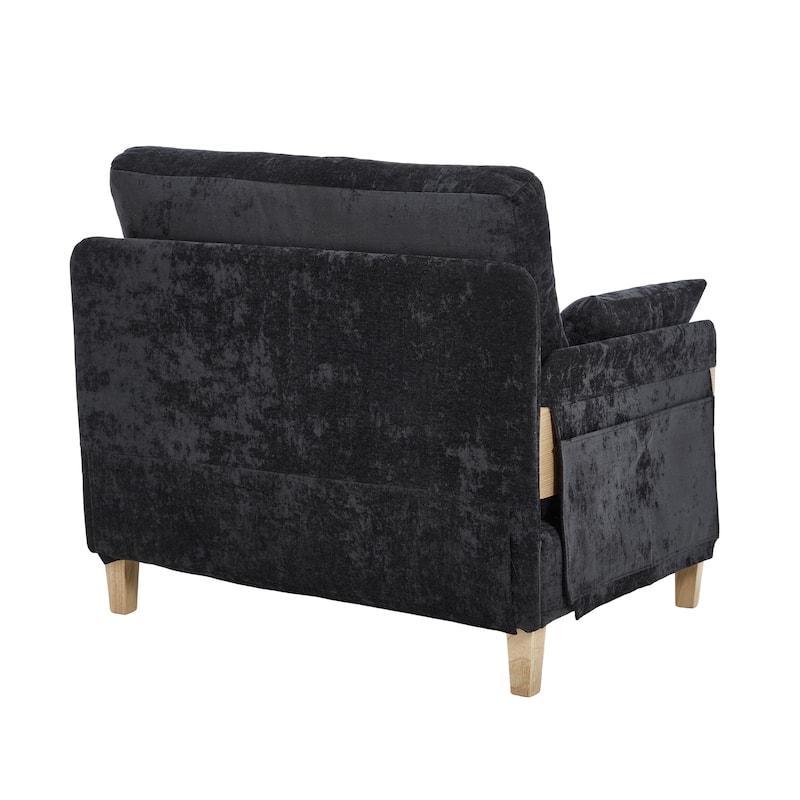 Chenille 3-in-1 Convertible Sofa Bed Chair with 3 Pillows and Storage Pockets